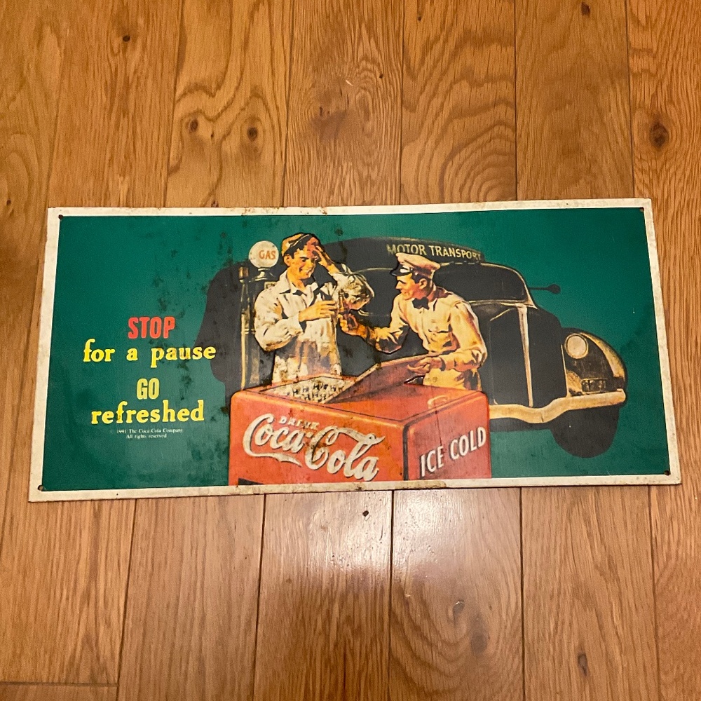 Vintage 1991 Embossed Coca Cola Sign Reproduction